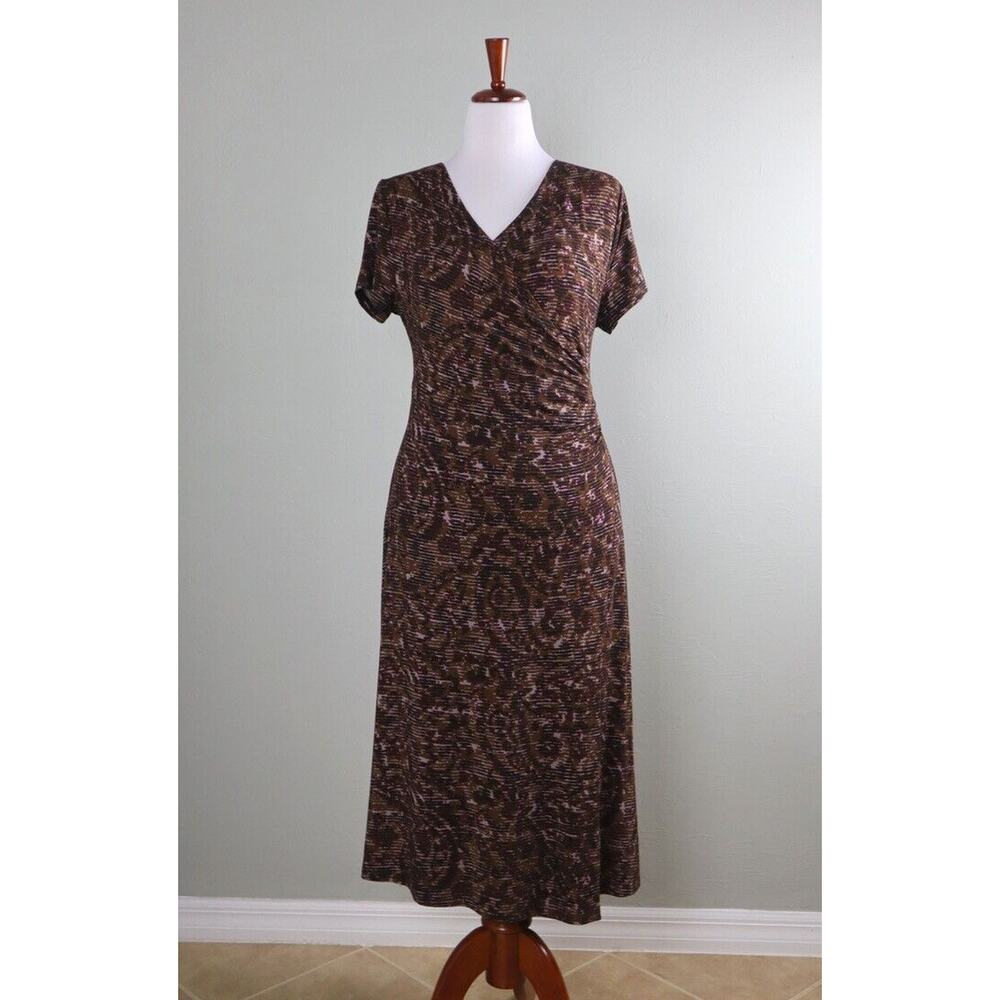 SOFT SURROUNDINGS $120 Soft Stretch Printed Surplice Dress Size XL Petite